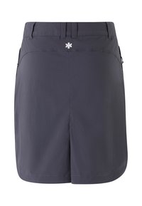 Grijze shorts met een gladde textuur, met een tailleband, ritszakken en een klein logo op de achterkant.