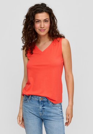 MIT V AUSSCHNITT - Top - koralle