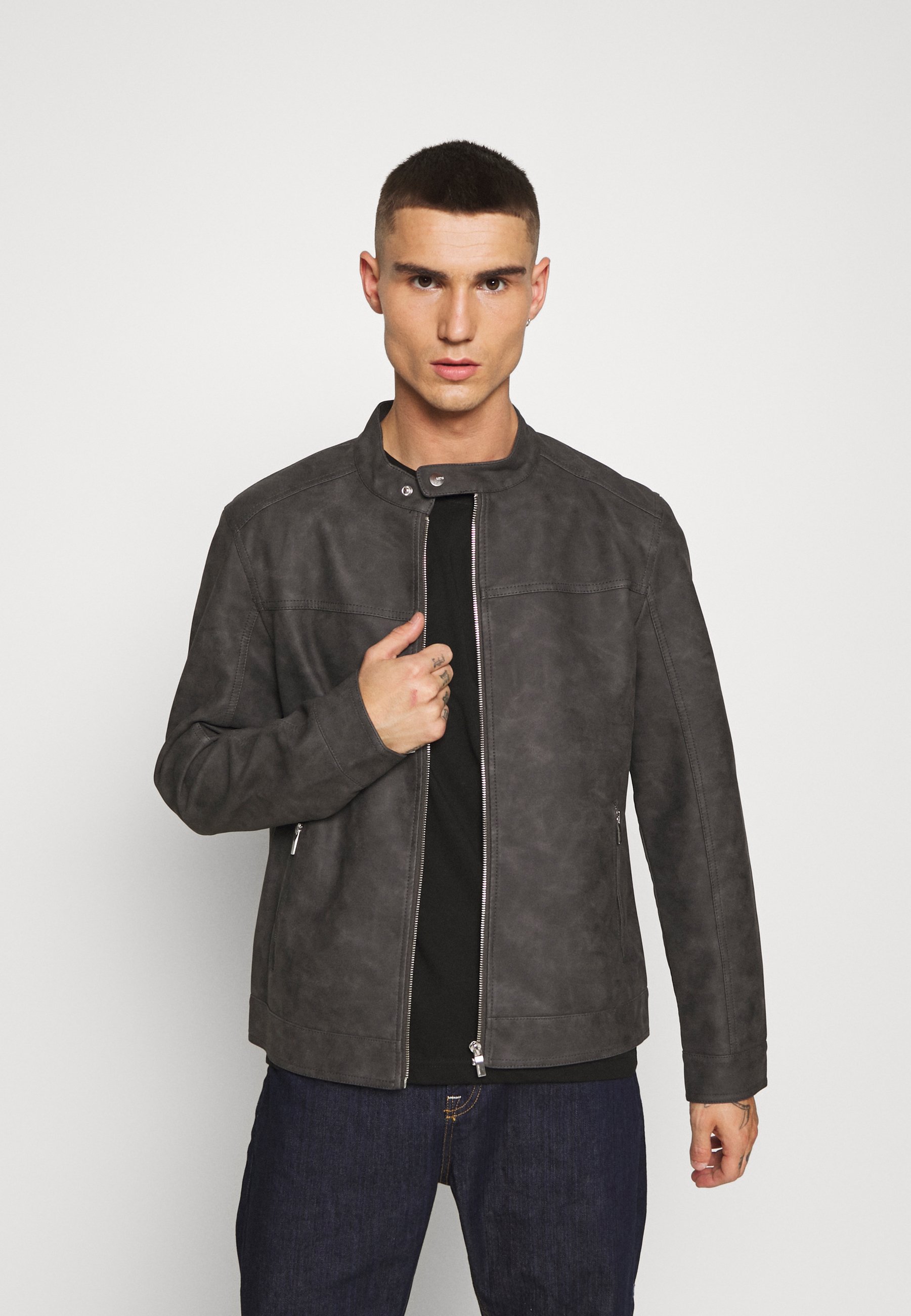 ONSJASPER Imitatieleren jas grey pinstripe ONSJASPER Imitatieleren jas grey pinstripe