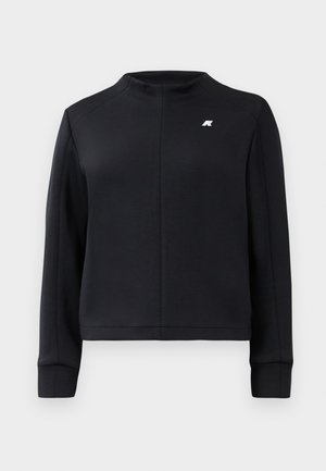 Zwarte sweatshirt met een hoge kraag, lange mouwen en een aansluitend ontwerp. Beschikt over een klein logo op de borst en een gestructureerde stof.