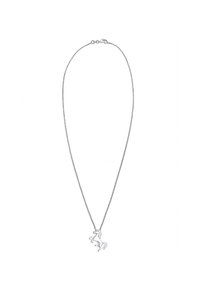 Zilveren ketting met een eenhoornhanger, soepel ontworpen met eenvoudige details en een gepolijste afwerking.