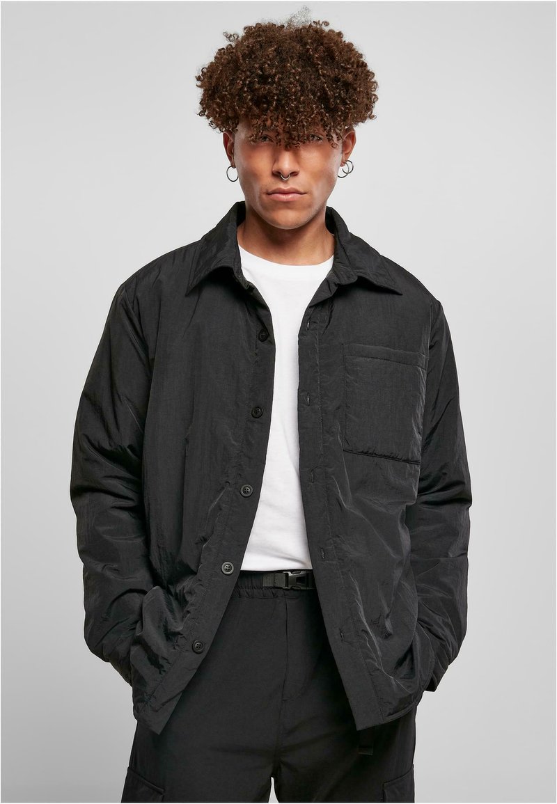 Urban Classics - PADDED NYLON SHIRT JACKET - Viegla jaka - black, Palielināt