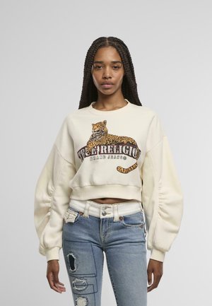 CRYSTL LEOPARD RUCHED SLVS - Sweatshirt - white