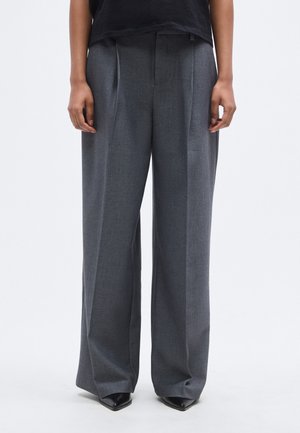 WIDE PLEATED TROUSERS - Kalhoty - dark grey