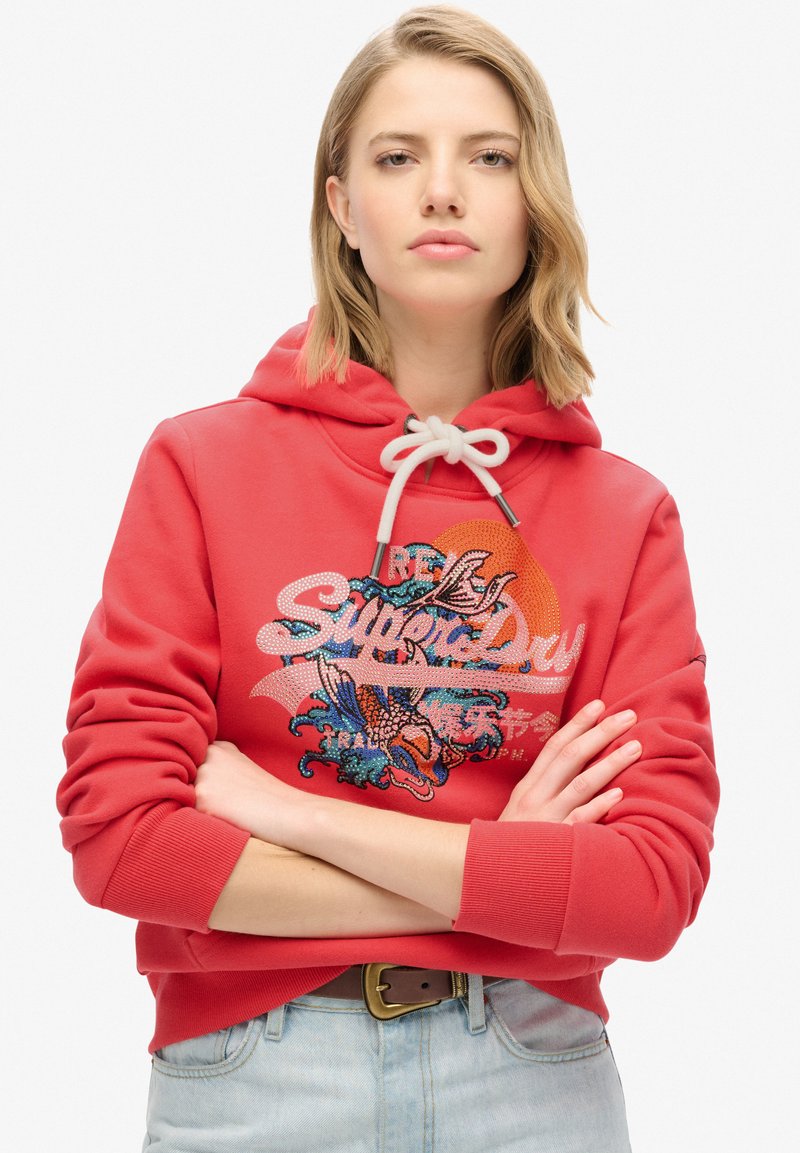 Superdry & Co TOKYO VINTAGE LOGO GRAPHIC - Jersey con capucha - soda pop red