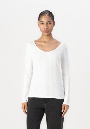 Marc O'Polo DENIM V NECK IRREGULAR  - Long sleeved top - silky white