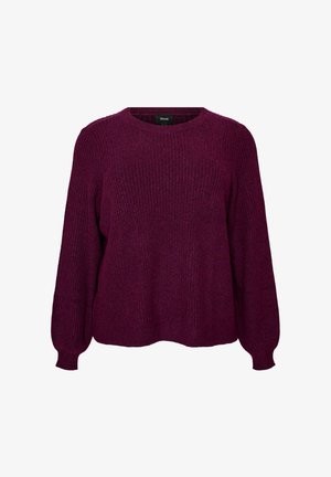 Zizzi, GERIPPTER PULLOVER MIT BALLONÄRMELN - Jumper - lila