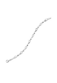 Bracelet en argent avec des maillons allongés alternés et des accents lumineux. Fermoir mousqueton sécurisé pour un enfilage et un retrait faciles.