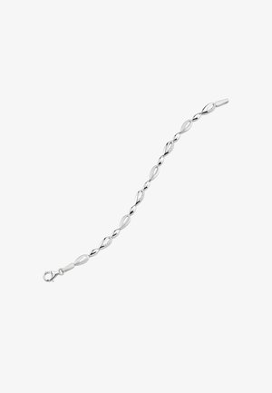 Bracelet en argent avec des maillons allongés alternés et des accents lumineux. Fermoir mousqueton sécurisé pour un enfilage et un retrait faciles.