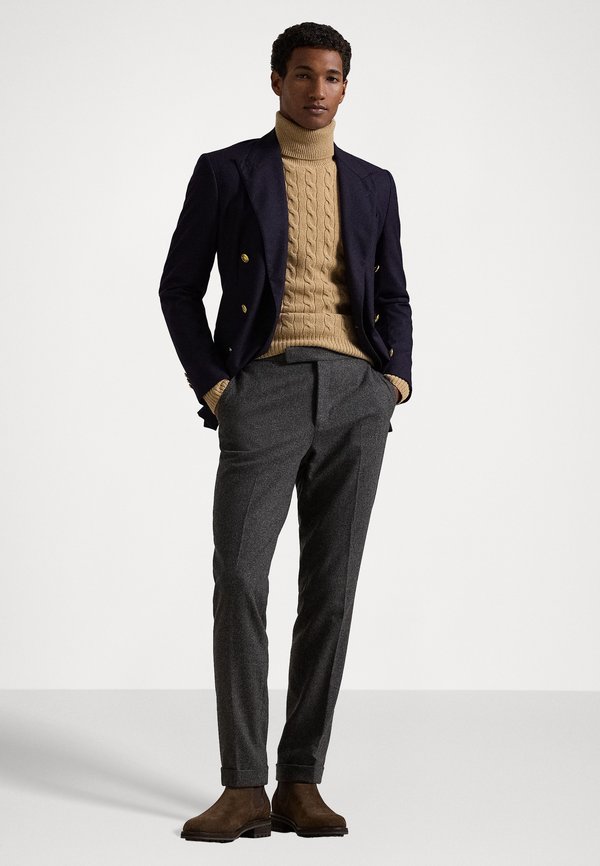 CABLE WOOL CASHMERE ROLL NECK JUMPER - Jumper - camel melange2