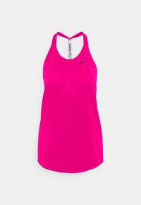 Pink atletisk tanktop lavet af letvægtsstof. Har en racerback-design og et subtilt sort Nike-logo på forsiden.