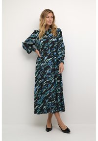 Kaffe POLLIE OLINE - Tričkové šaty - black blue green abstr animal