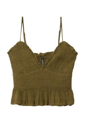 Stradivarius FITTED WITH RUFFLES  - Top - khaki