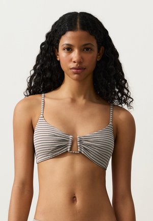 OYSHO STRIPE TRIANGLE BIKINI TOP - Vrchný diel bikín - beige