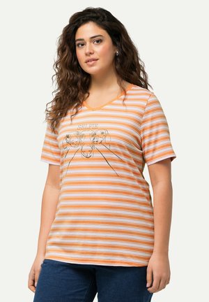 Ulla Popken STRIPED ANIMAL GRAPHIC - T-shirt print - apricot