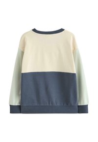 Felpa a blocchi di colore con parte superiore crema, maniche verde chiaro e fondo blu navy scuro. Tessuto morbido in misto cotone con polsini a costine.