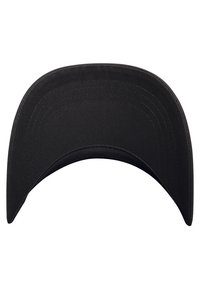 Casquette de baseball noire avec une visière incurvée, fabriquée en tissu durable avec une texture lisse et sans logos ni embellissements visibles.