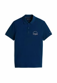 Navyblauwe polo-shirt van katoen, met een klassieke kraag, korte mouwen en een geborduurd logo op de linkerborst.