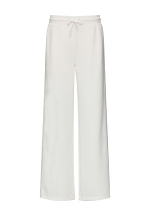 Witte wijde sweatpants gemaakt van zachte stof, met een elastische tailleband met een trekkoord en contrasterende zijstrepen.