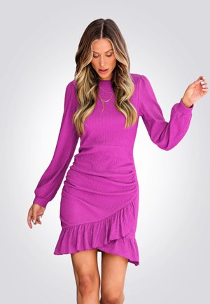 WRAP RUFFLED RUCHED - Vestito casual - purple