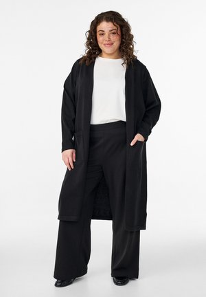 FLASH – LANGE OFFENE MIT TASCHEN - Strickjacke - black