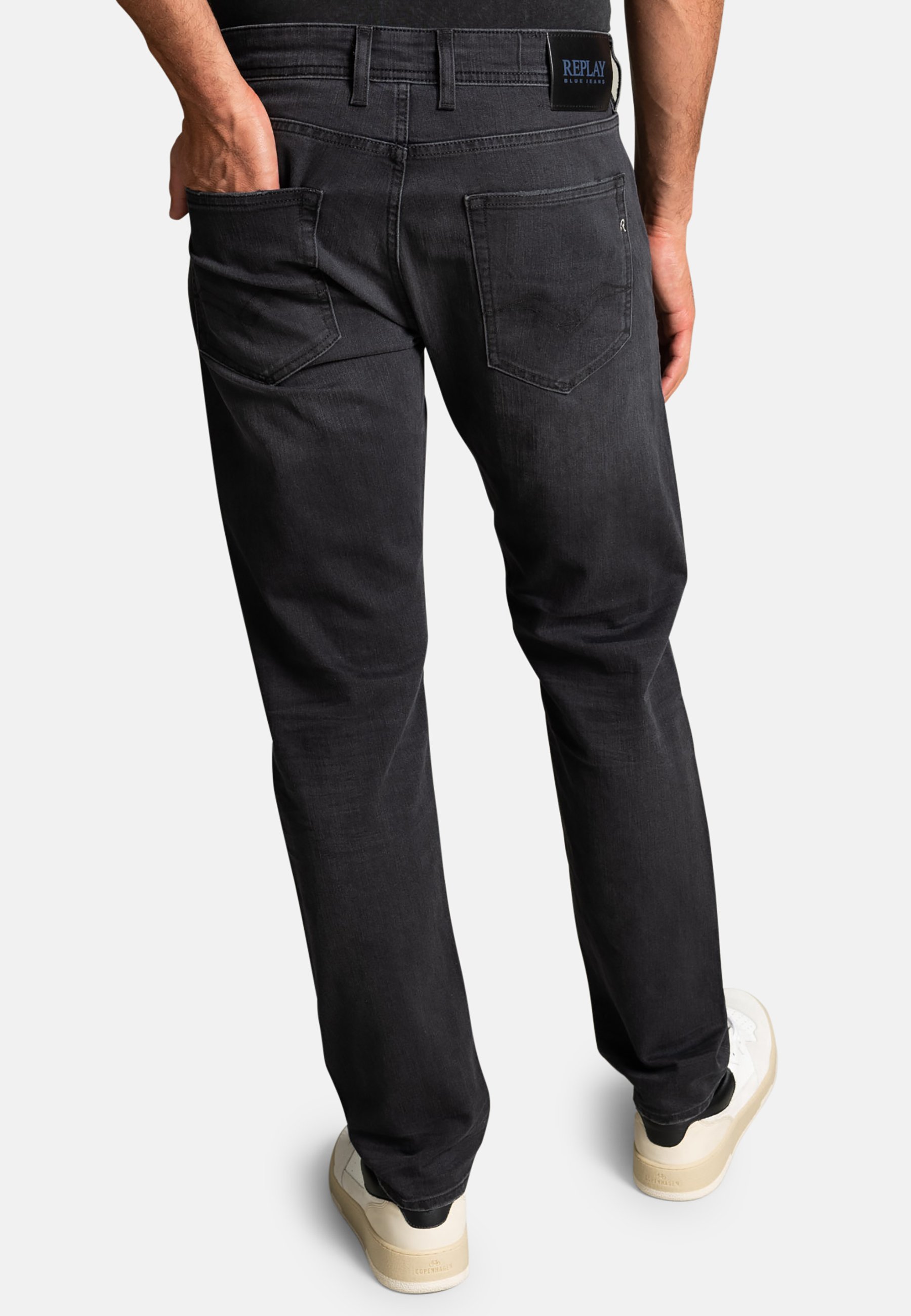 Vaquero recto de mezcla de algodón orgánico Dark blue denim Selected