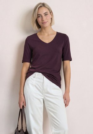 Street One, BASIC T-SHIRT WITH OPAQUE FRONT - T-shirt basique - rustic rouge