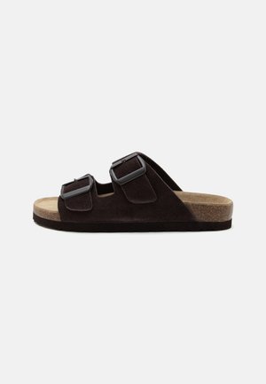 Pier One LEATHER UNISEX - Sandalias planas - dark brown