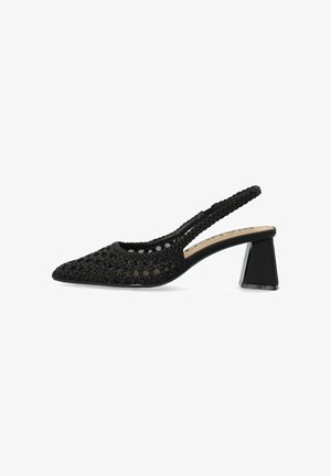 Bianco, SLINGBACKS BIAMARALYN WOVEN - Escarpins - black