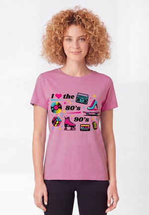 watapparel, 80S LOVE - Print T-shirt - bubble pink
