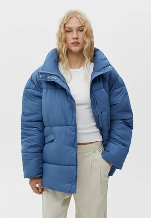 LONG PUFFER WITH HIGH COLLAR - Vinterjakker - blue denim