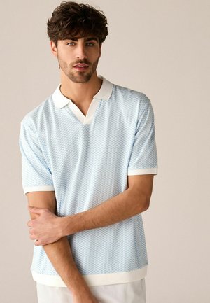 Next CUBAN COLLAR TEXTURED SHORT SLEEVE - REGULAR FIT - Polo marškinėliai - blue white