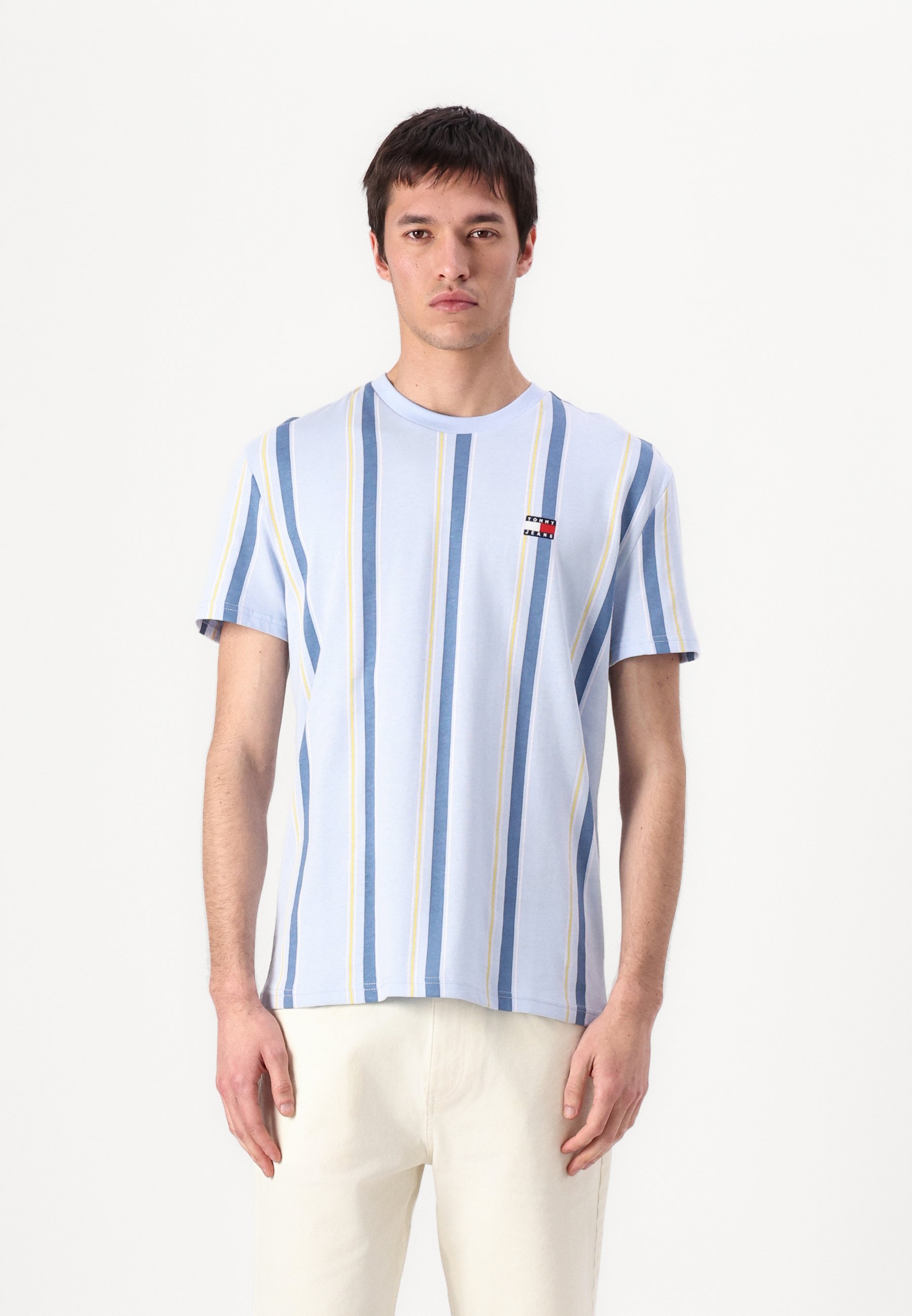 売れ筋商品|||トミーヒルフィガー Tシャツ レディース トップス VERTICAL STRIPE TEE UNISEX - Print T-shirt - sweet blue TOMMY HILFIGER｜【オンライン限定】【ユニセックス】トミー