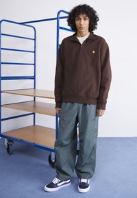 Carhartt WIP HALF ZIP AMERICAN SCRIPT - Sweatshirt - tobacco
