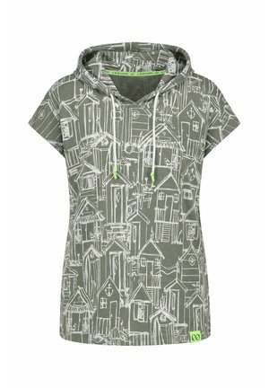 LAURASØN, HOODIE-SHIRT, KAPUZE, HALBARM  - Print T-shirt - sage