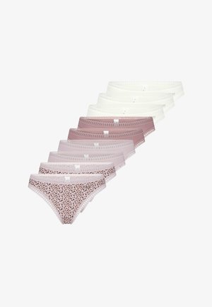 Naisten alushousut eri pehmeissä väreissä: vaaleanpunainen, vaalea vaaleanpunainen, valkoinen ja leopardikuvio. Koristeena pitsireunus ja mukava istuvuus.