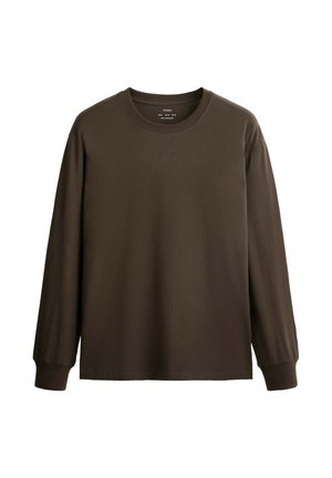 OYSHO, LONG SLEEVE OVERSIZE T-SHIRT - T-shirt à manches longues - brown