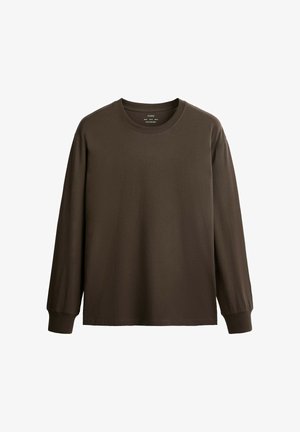 OYSHO, LONG SLEEVE OVERSIZE T-SHIRT - T-shirt à manches longues - brown