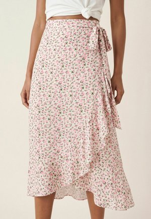 AMERICANDREAMS, MILLY - Jupe portefeuille - white pink flower