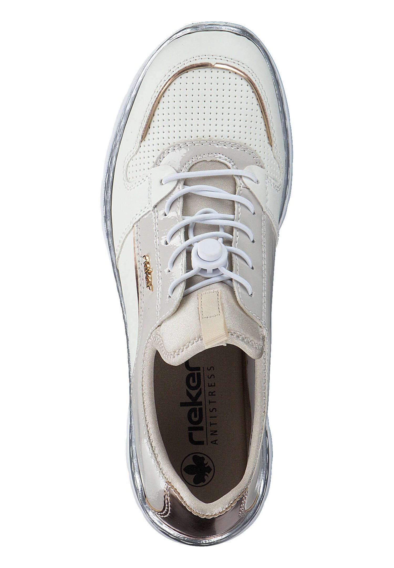 RIEKER Stripe ウーマントレーナー Rieker L32F1-80 White Silver Womens trainers