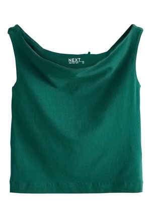 Tamnozeleni kratki top bez rukava s drapiranim otvorenim dekolteom, marke NEXT, veličina 6.