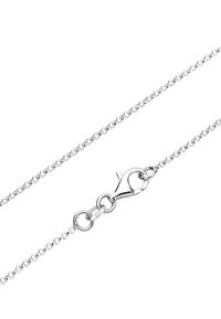 Halskette aus Sterlingsilber mit ovalen Gliedern, verstellbarer Länge und einem Karabinerverschluss mit einer '925'-Prägung. Glatte, polierte Oberfläche.