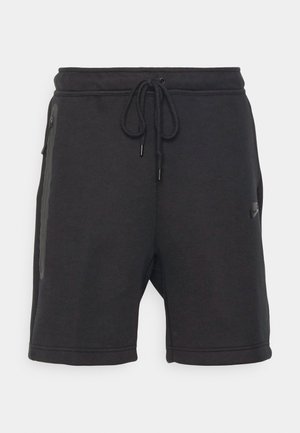 Svarte bomullsblandingsshorts med elastisk midje og justerbar snøring, med sidelommer og en liten logodetalj.