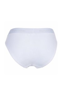 Weiße Baumwollunterhose mit glatter Textur und elastischem Bund, auf dem der Markenname "Marc O'Polo" in dezentem Grauschriftzug zu sehen ist.