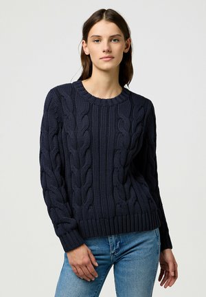 Wrangler LONG SLEEVE CABLE CREW - REGULAR FIT - Trui - dark navy