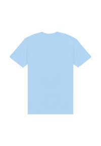 Světle modré tričko s krátkým rukávem vyrobené z bavlněné směsi, s klasickým crew neck výstřihem a hladkou, rovnoměrnou strukturou. Bez viditelných vzorů či akcentů.