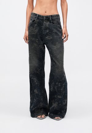 Široké nohavice - black denim