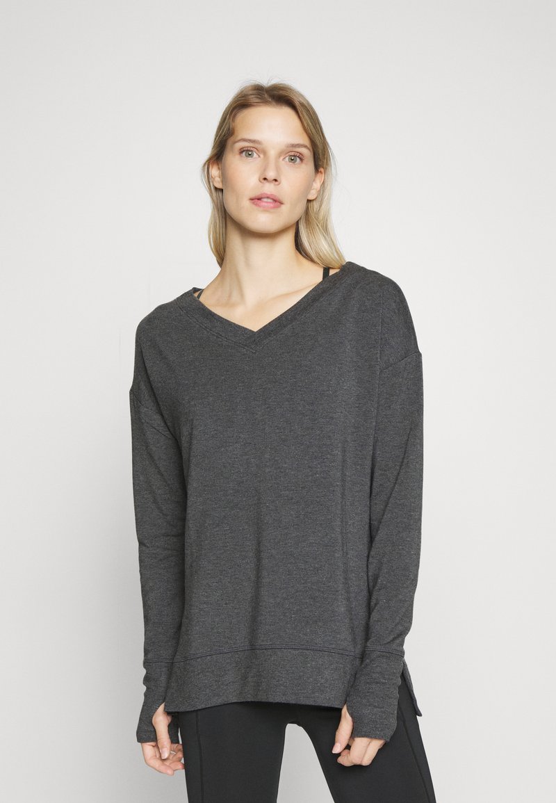 Athleta COASTER LUXE V NECK Felpa charcoal grey heather/grigio
