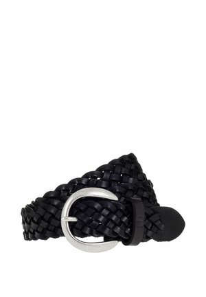 MIT SCHLIESSE IN POLIERTEM SILBER - Gevlochten riem - schwarz