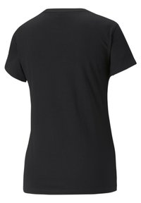 Czarny t-shirt z krótkim rękawem wykonany z bawełny, z prostym okrągłym dekoltem i gładką fakturą, bez widocznych wzorów ani akcentów.